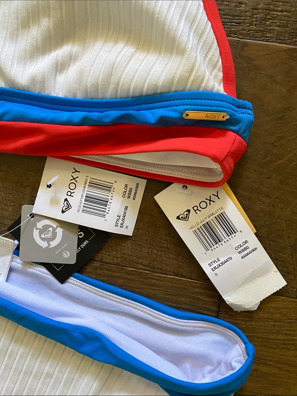 Roxy “hello July” colorblock Bikini Set s/m - Picture 2 of 6